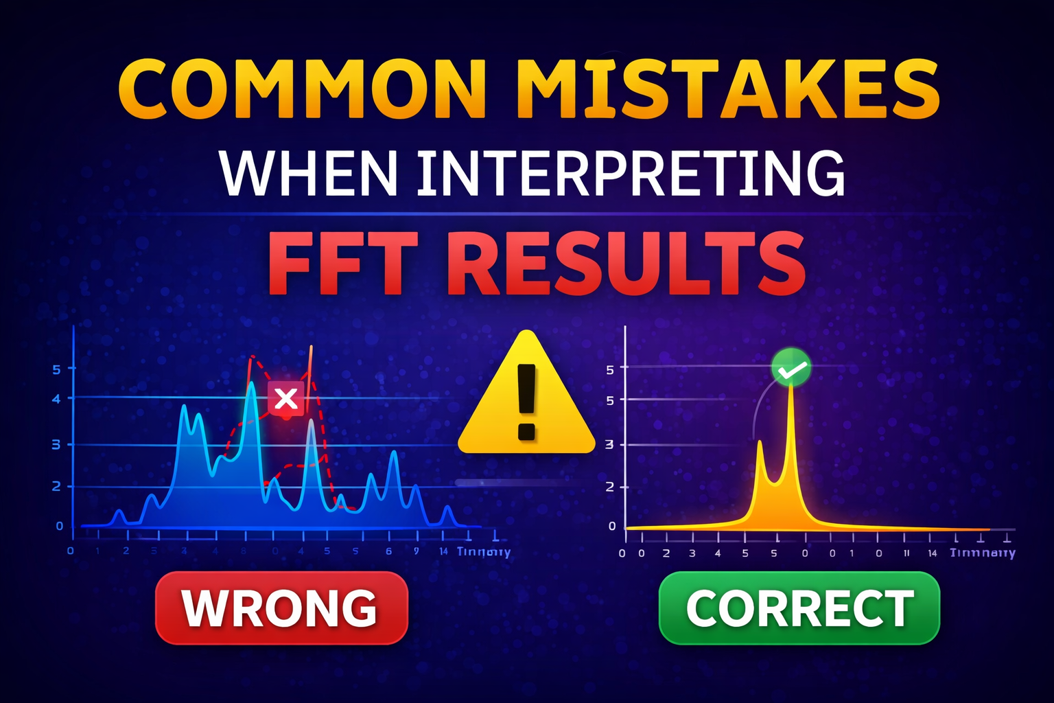 comparison of wrong and correct FFT results showing common mistakes in frequency spectrum analysis