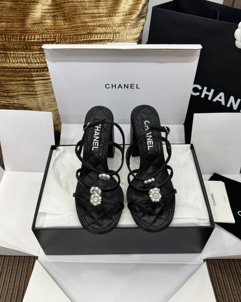 샤넬 까멜리아 하이힐 샌들 9cm (2color)