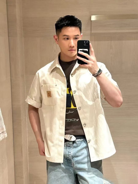 루이비통 멀버리 실크 블렌드 반팔 셔츠