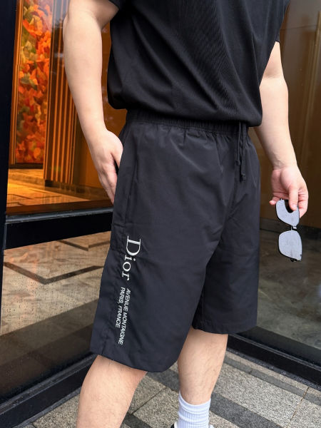 디올 사이드 지퍼 포켓 자수 반바지
