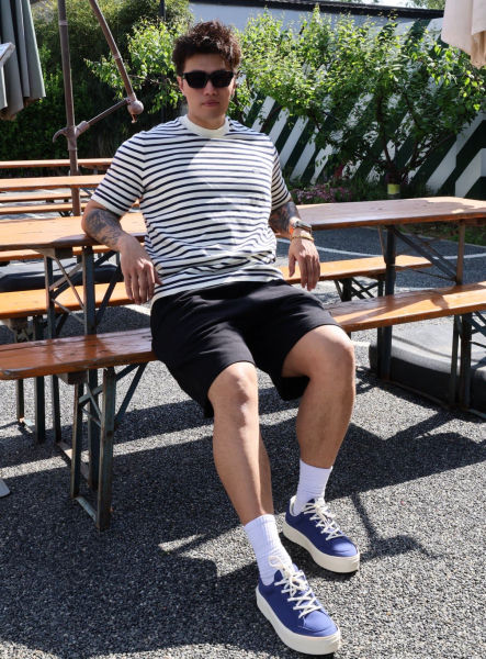 프라다 스트라이프 코튼 반팔티