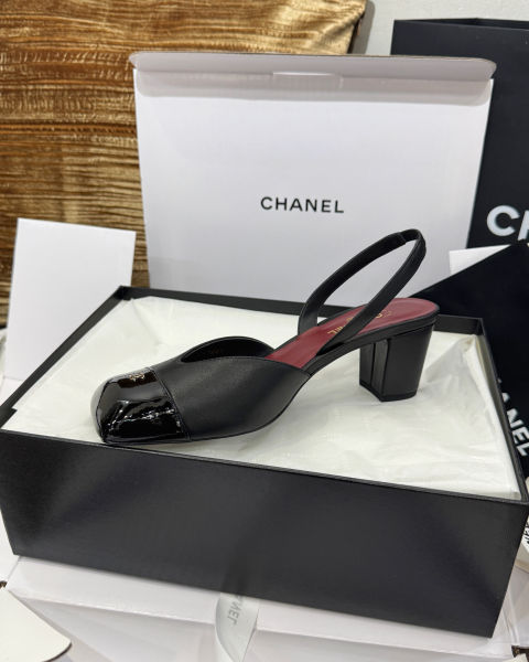 샤넬 스퀘어토 컬러블록 청키힐 샌들 6cm (4color)