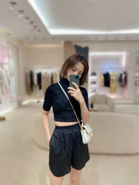 펜디 블루 더블 F 비치 쇼츠