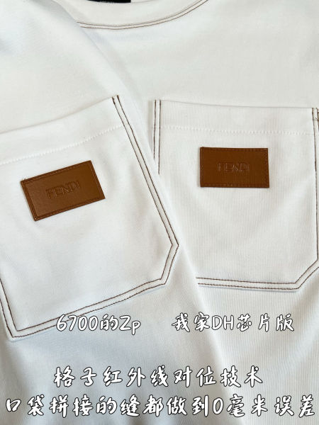 펜디 가죽 패치 코튼 티셔츠
