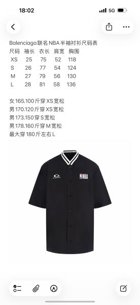 발렌시아가 NBA 콜라보레이션 반팔 셔츠