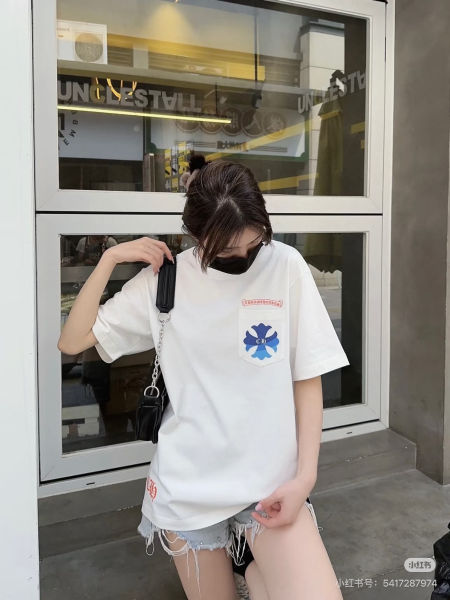 크롬하츠 블루 크로스 프린트 반팔티(2color)