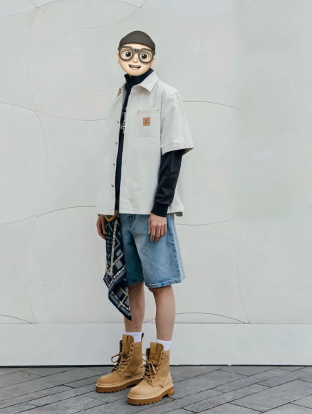 루이비통 포켓 로고 데님 쇼츠