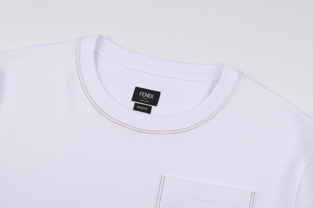펜디 포켓 레더 라벨 반팔티(2color)