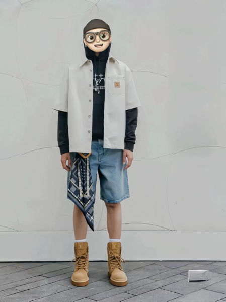 루이비통 포켓 로고 데님 쇼츠