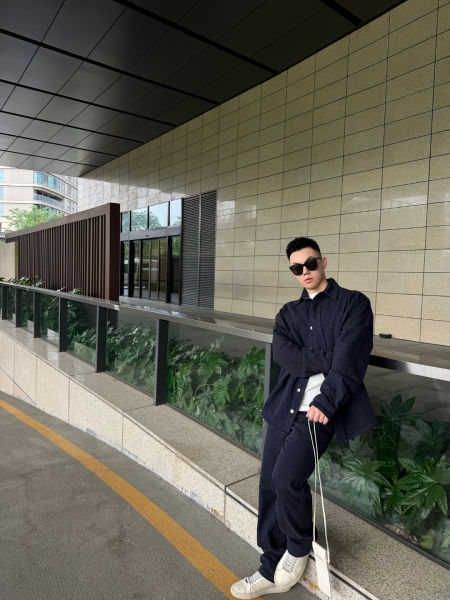디올 자카드 로고 패턴 데님 셔츠