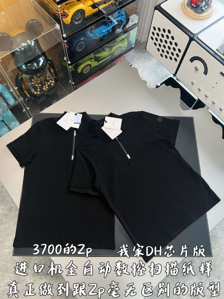 몽x레어 블랙 로고 코튼 피케 하프 지퍼 폴로 셔츠