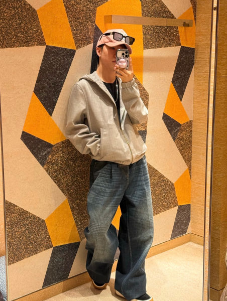 루이비통 빈티지 워싱 와이드 레그 진
