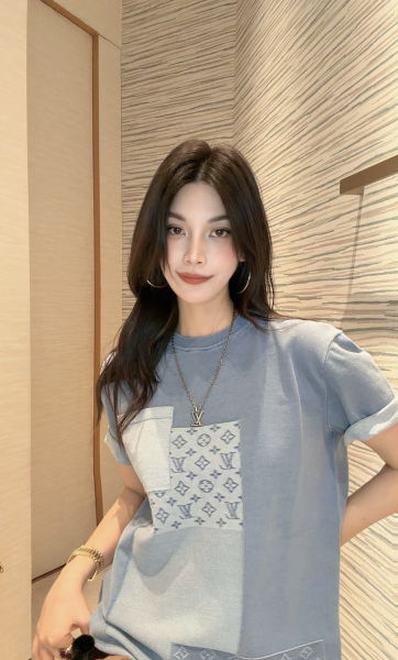 루이비통 니티드 패치워크 데님 반팔티