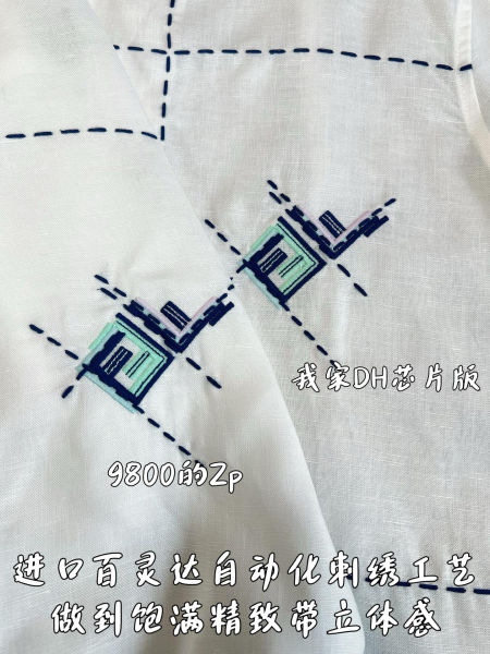 펜디 체크 모티프 자수 화이트 린넨 셔츠