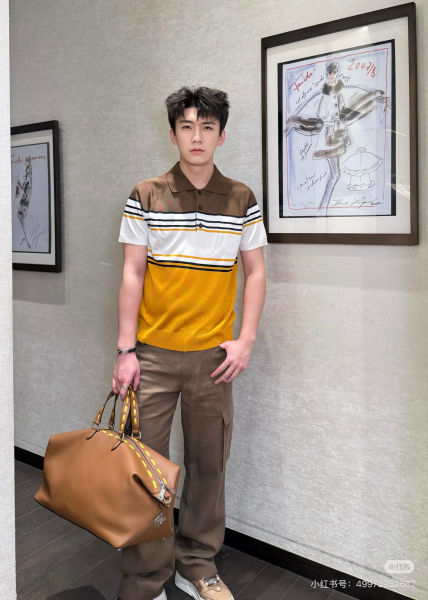 펜디 레트로 컬러 블록 스트라이프 니트 폴로 셔츠