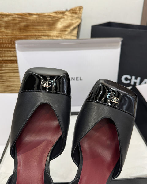 샤넬 스퀘어토 컬러블록 청키힐 샌들 6cm (4color)