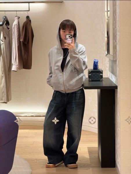 루이비통 빈티지 워싱 와이드 레그 진