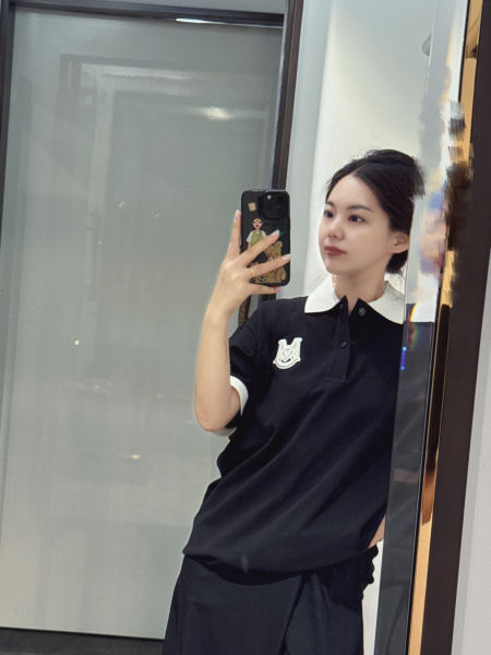 몽클레어 라지 로고 자수 폴로 셔츠
