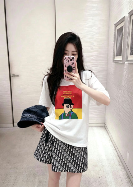 디올 북 커버 프린트 반팔티