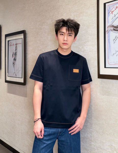 펜디 다크 블루 코튼 포켓 티셔츠