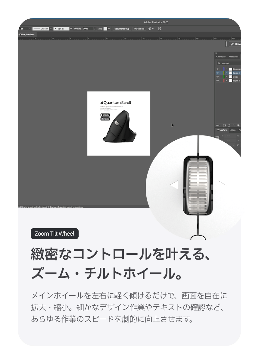 Redbean Quantum Scroll 高速スクロール充電式ツインホイール縦型マウス A79R