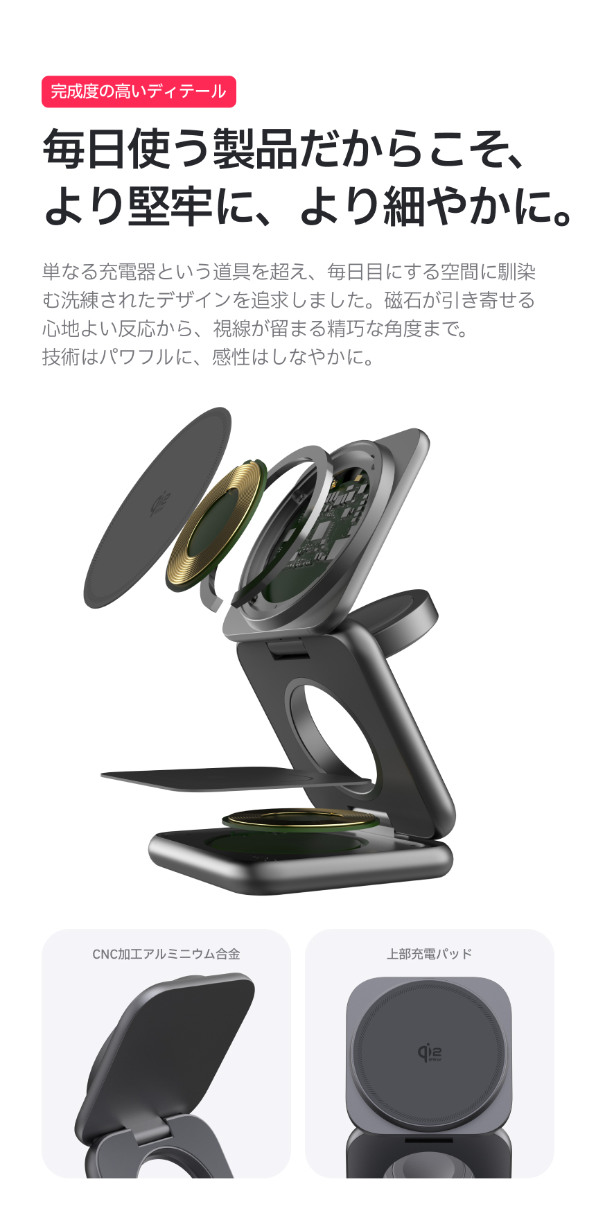 레드빈 더베러 25W QI2.2 3IN1 맥세이프충전기 갤럭시워치 무선충전 P1-MG