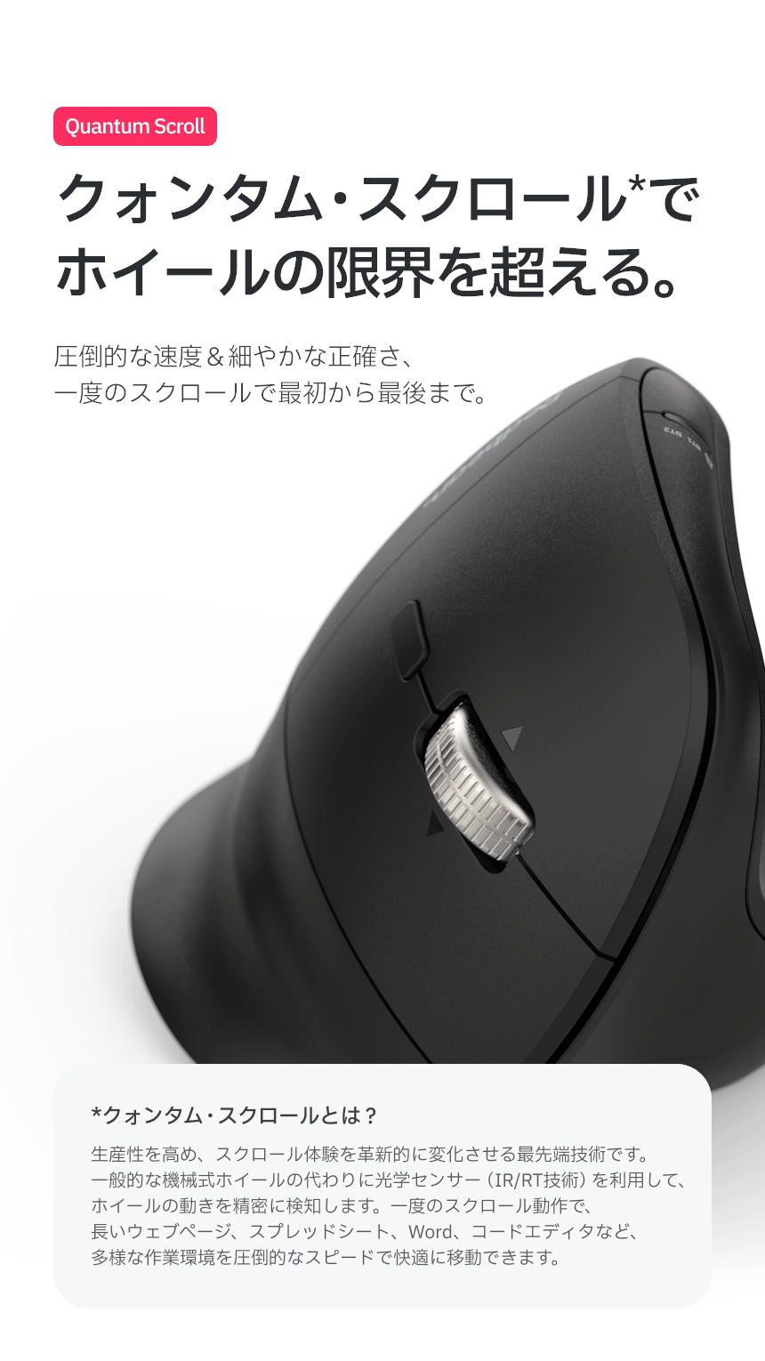 Redbean Quantum Scroll 高速スクロール充電式ツインホイール縦型マウス A79R