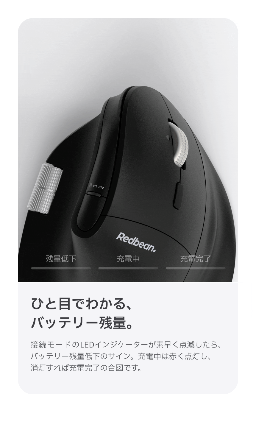 Redbean Quantum Scroll 高速スクロール充電式ツインホイール縦型マウス A79R