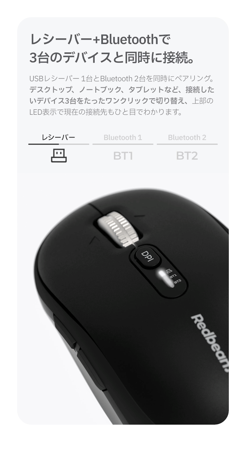 Redbean Quantum Scroll 高速スクロール充電式コンパクトマウス A39R