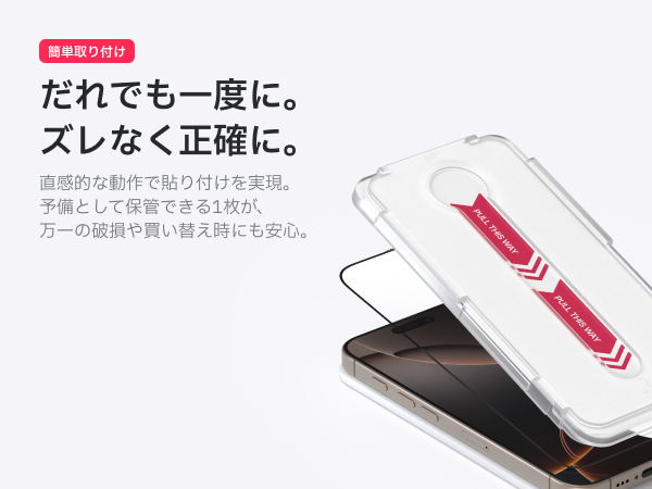 Redbean GhostFit 3重強化ガラス液晶保護フィルム ワンタッチ貼付キット 2セット for iPhone