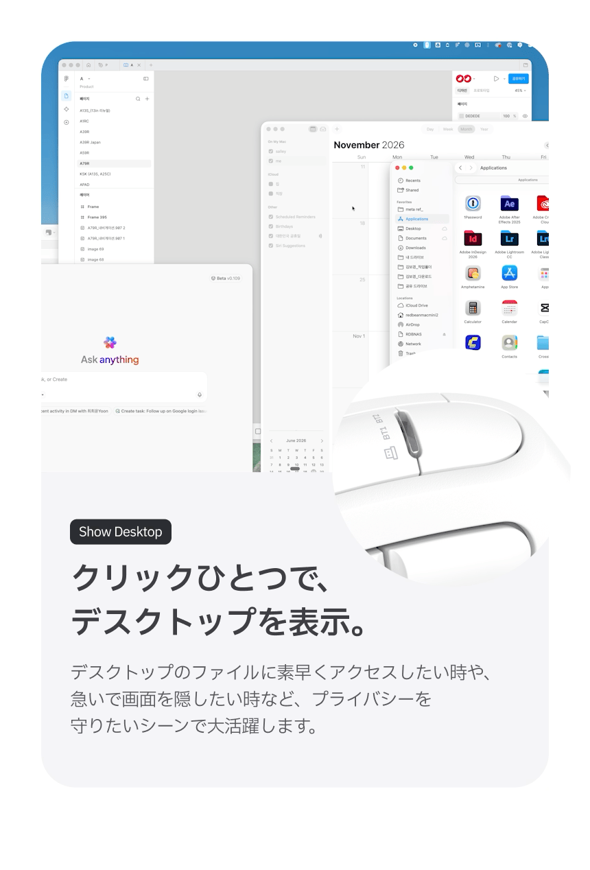 Redbean Quantum Scroll 高速スクロール充電式ツインホイール縦型マウス A79R