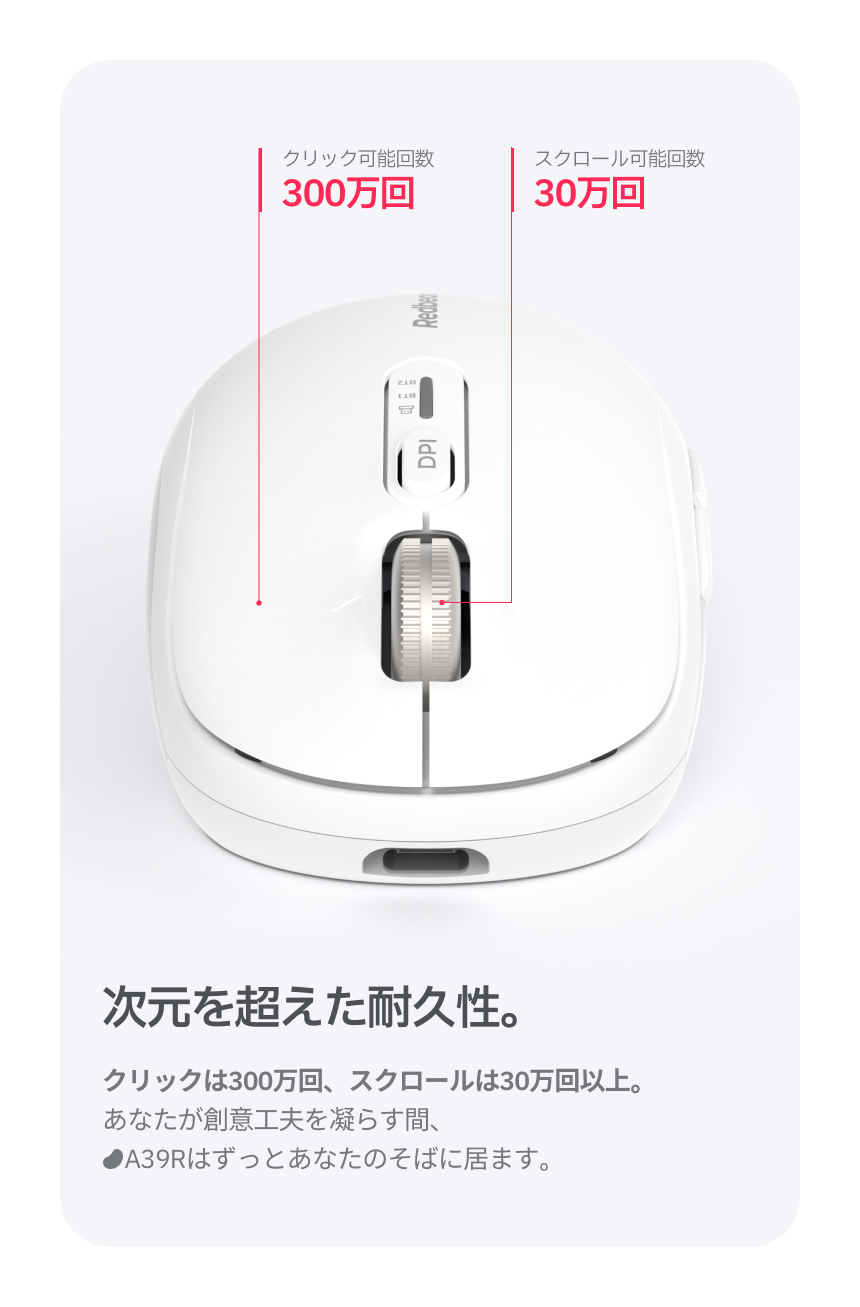 Redbean Quantum Scroll 高速スクロール充電式コンパクトマウス A39R