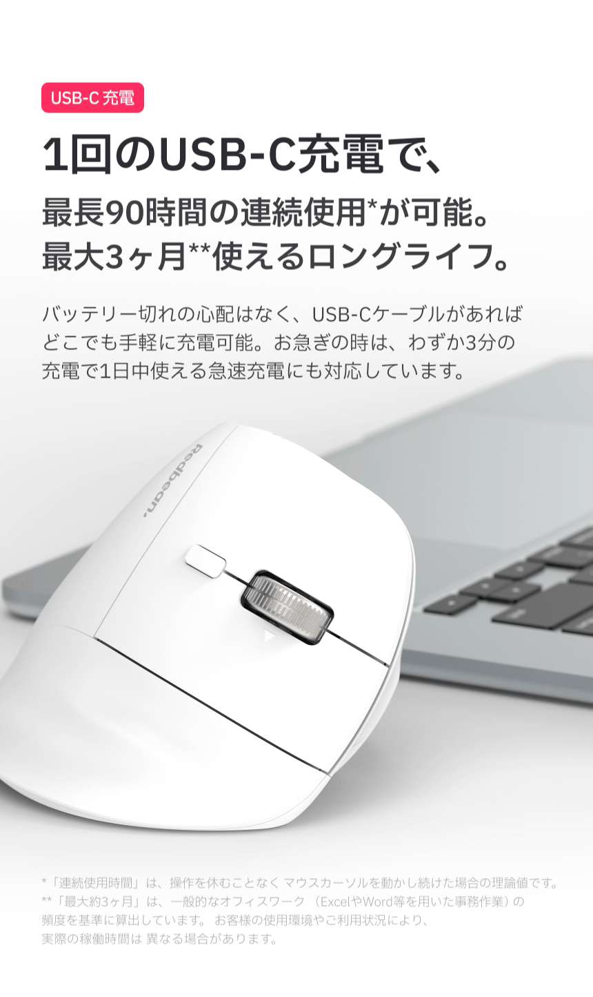 Redbean Quantum Scroll 高速スクロール充電式ツインホイール縦型マウス A79R