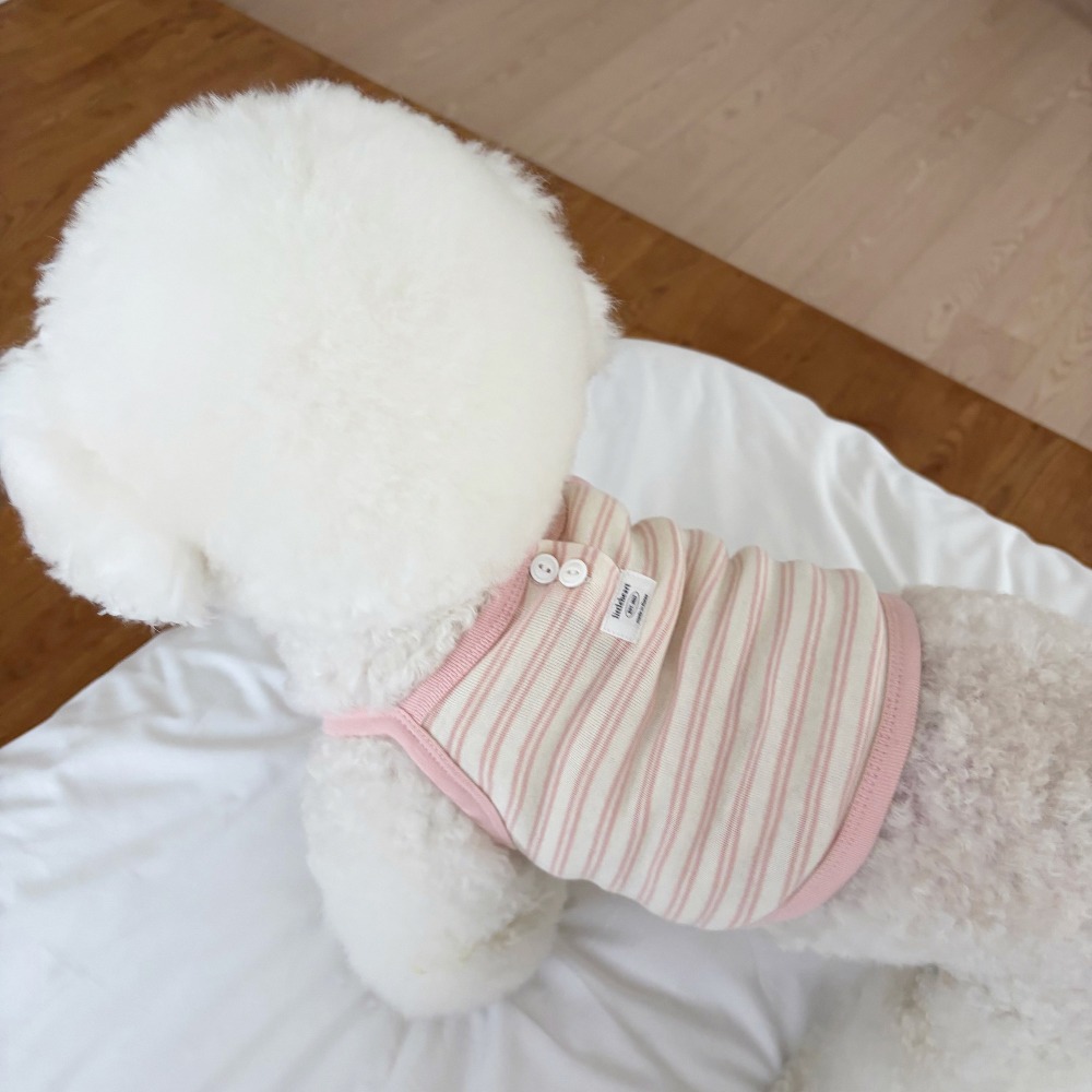 강아지 올데이 버튼 단가라 민소매 나시 애견 여름 옷