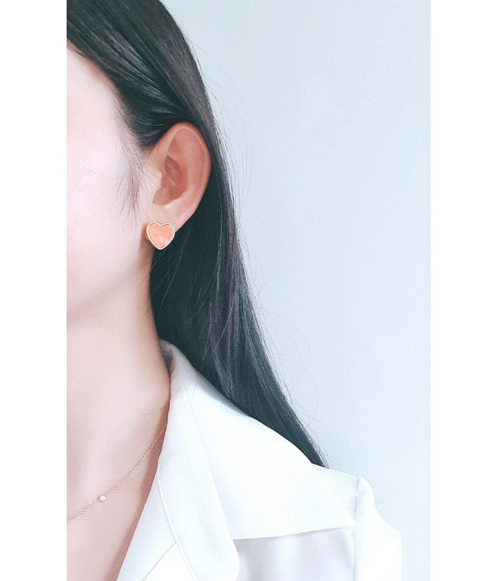 오렌지러브 언밸런스 하트 귀걸이
