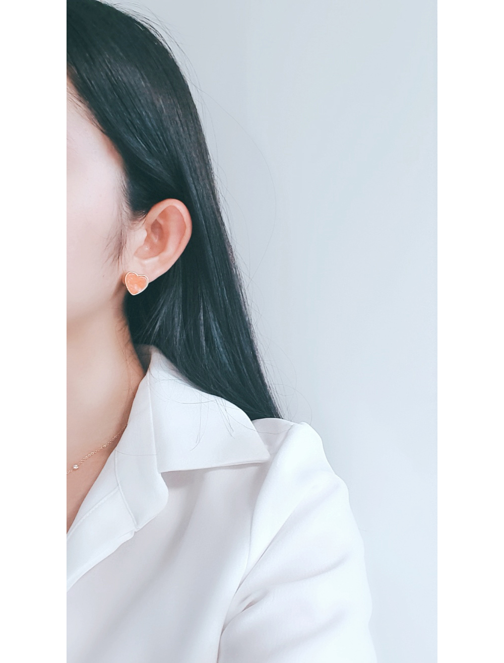 오렌지러브 언밸런스 하트 귀걸이