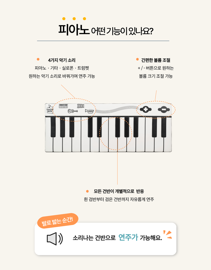 쇼박스월드 소리나는 디지털 안전쿠션 발피아노 음악교육세트