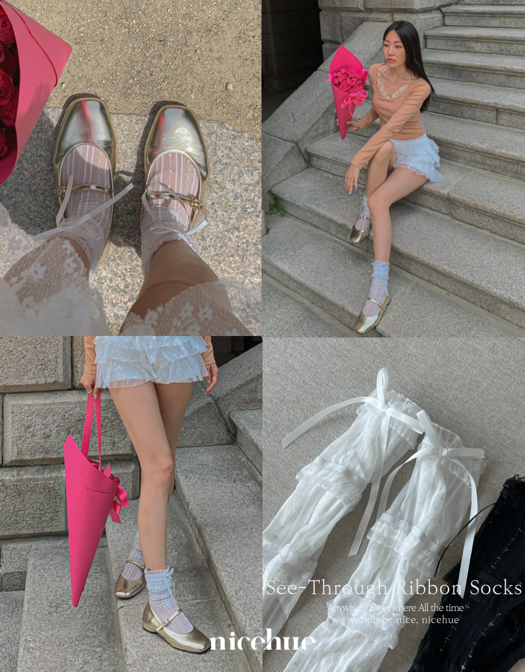 시스루 리본 삭스 / 봄 개강룩 휴양지룩 하객룩 발레코어 얇은양말 레이스양말 발목양말 시스루삭스 긴목양말 양말시스루 여름양말 망사양말 상세 이미지 11