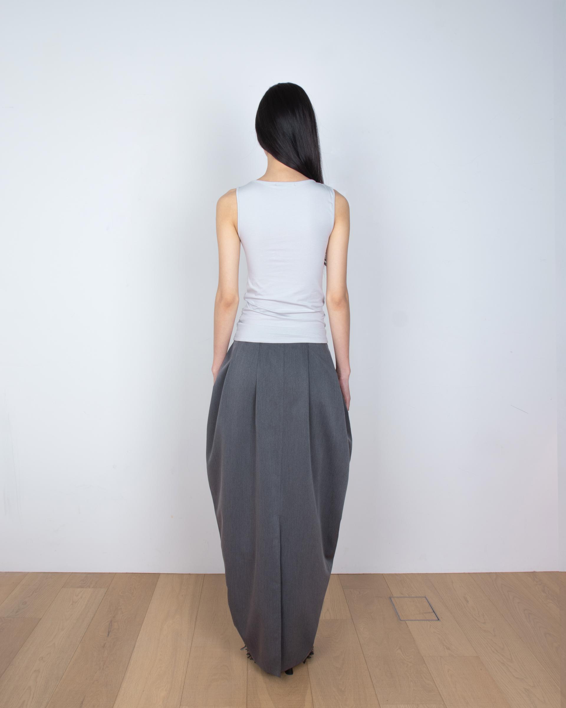 tulip volume midi skirt