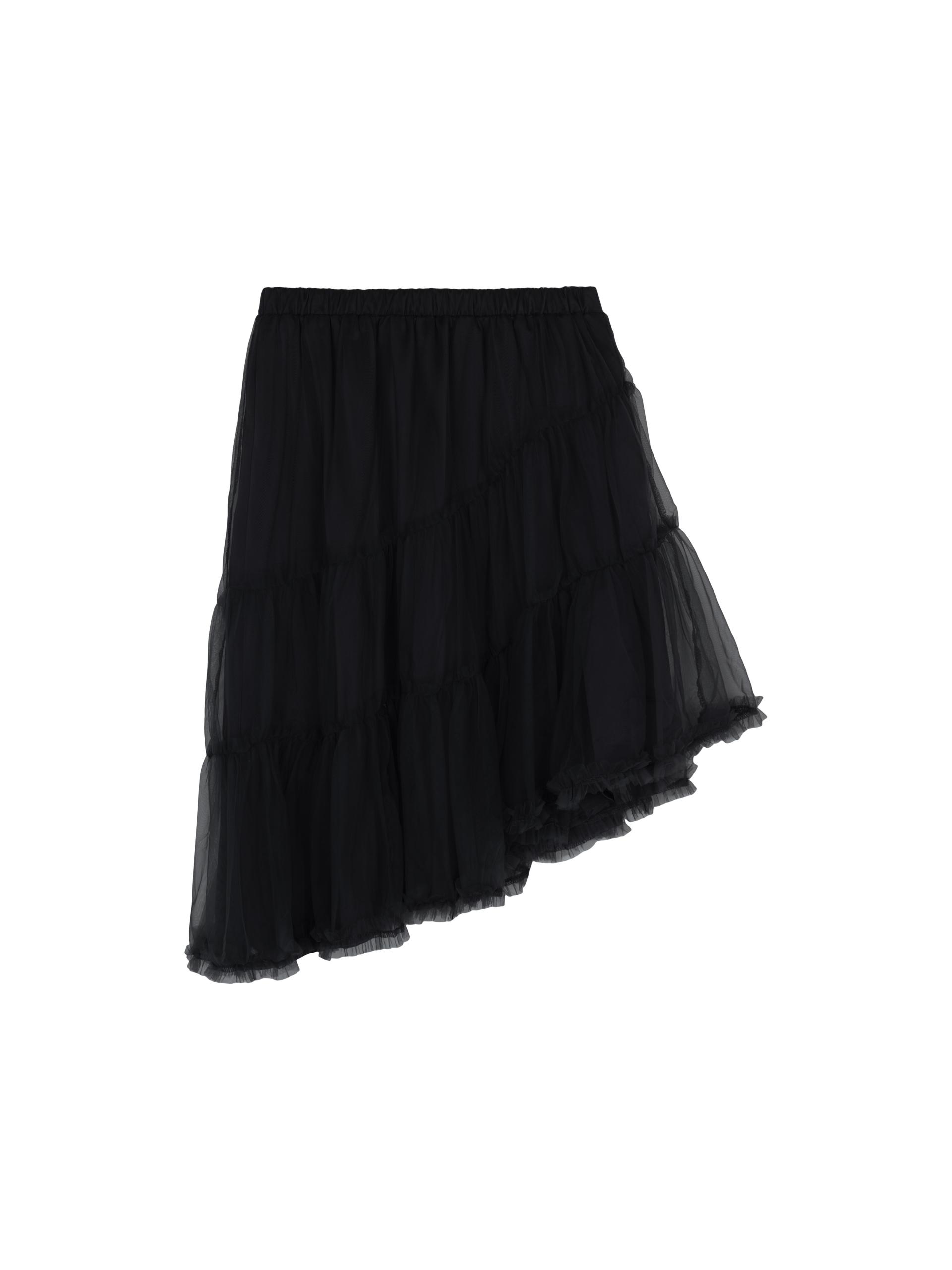 unbalanced sheer midi skirt