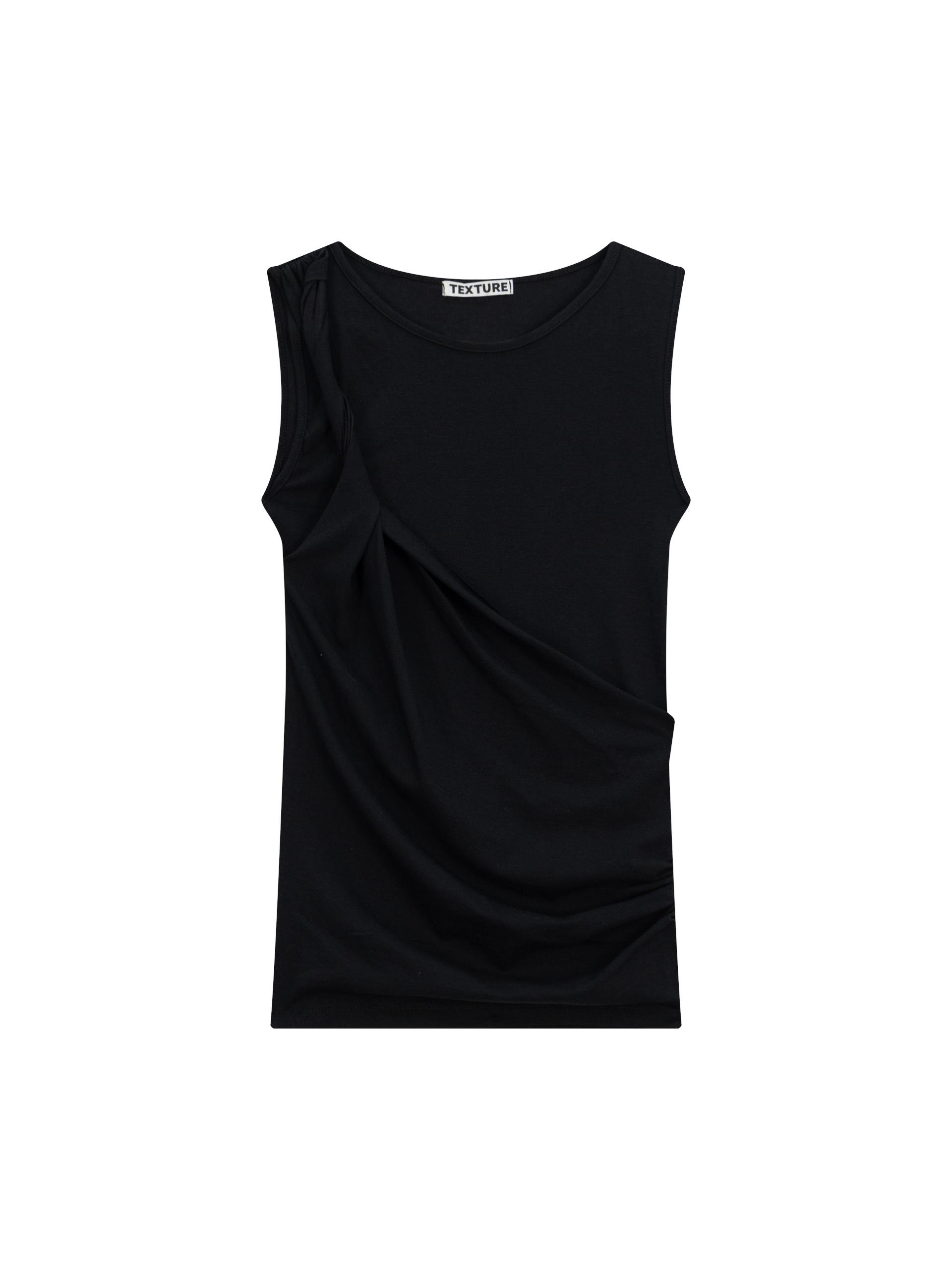draped twist sleeveless t-shirt