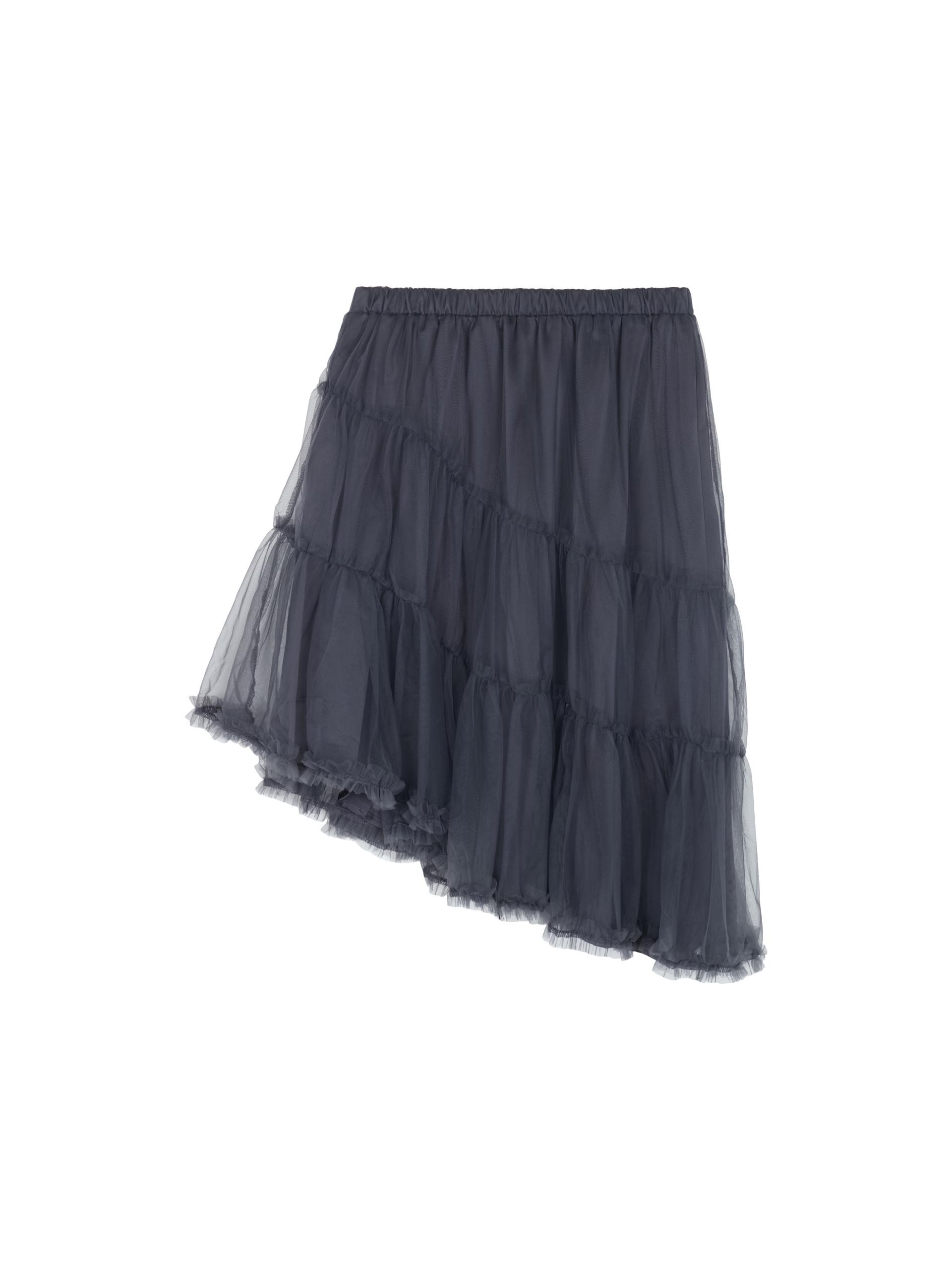 unbalanced sheer midi skirt