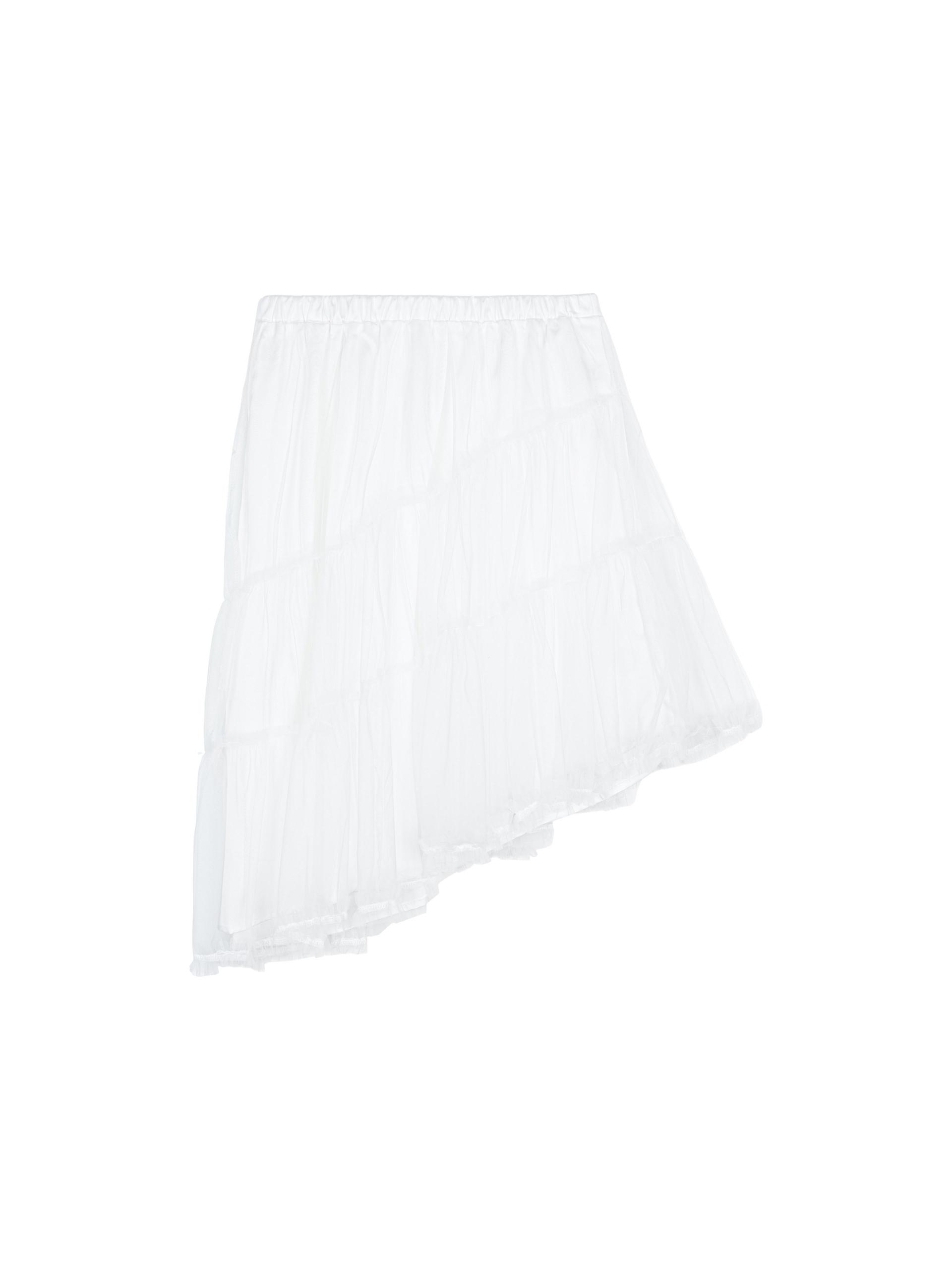 unbalanced sheer midi skirt