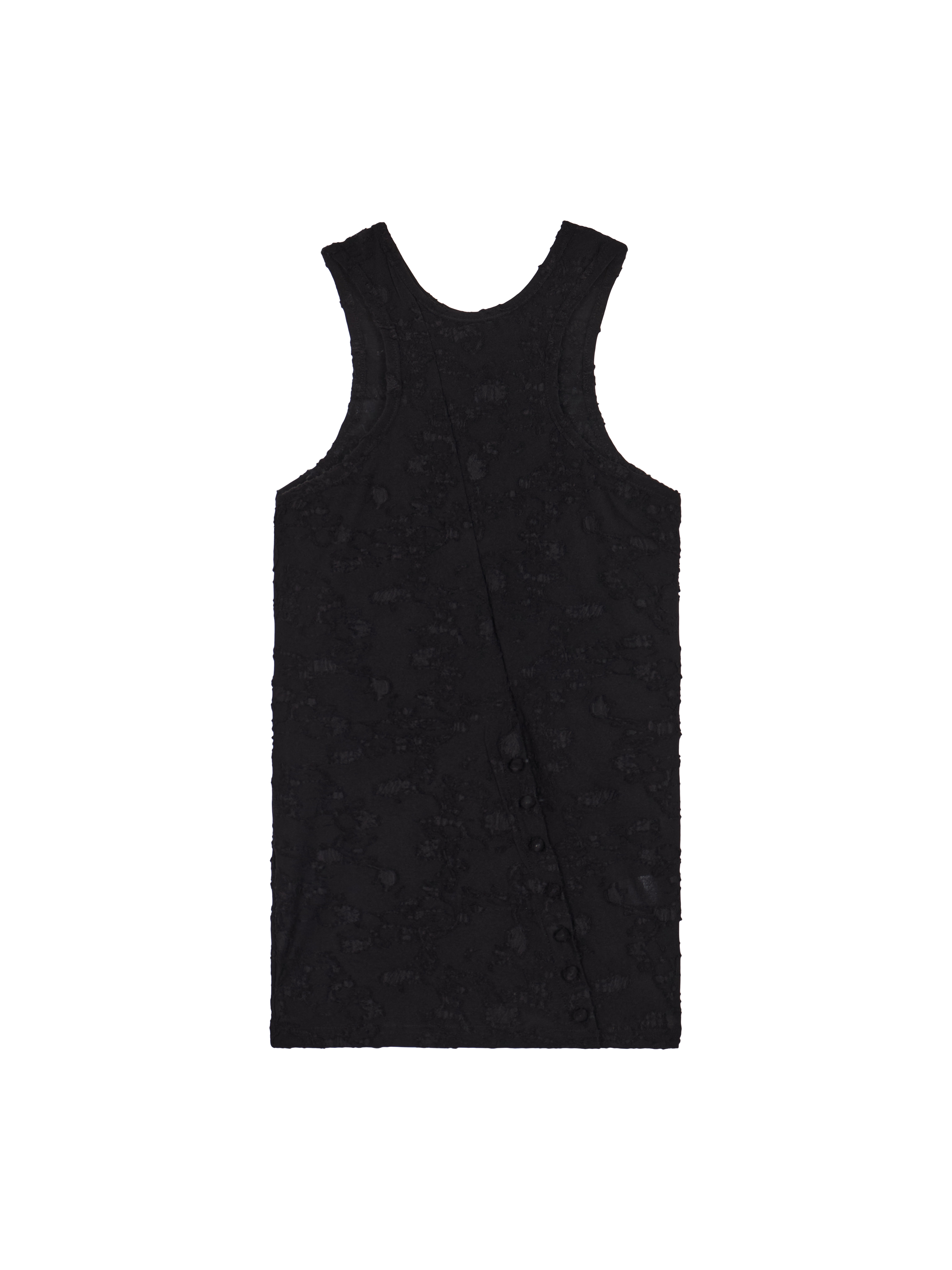 curved button floral sleeveless