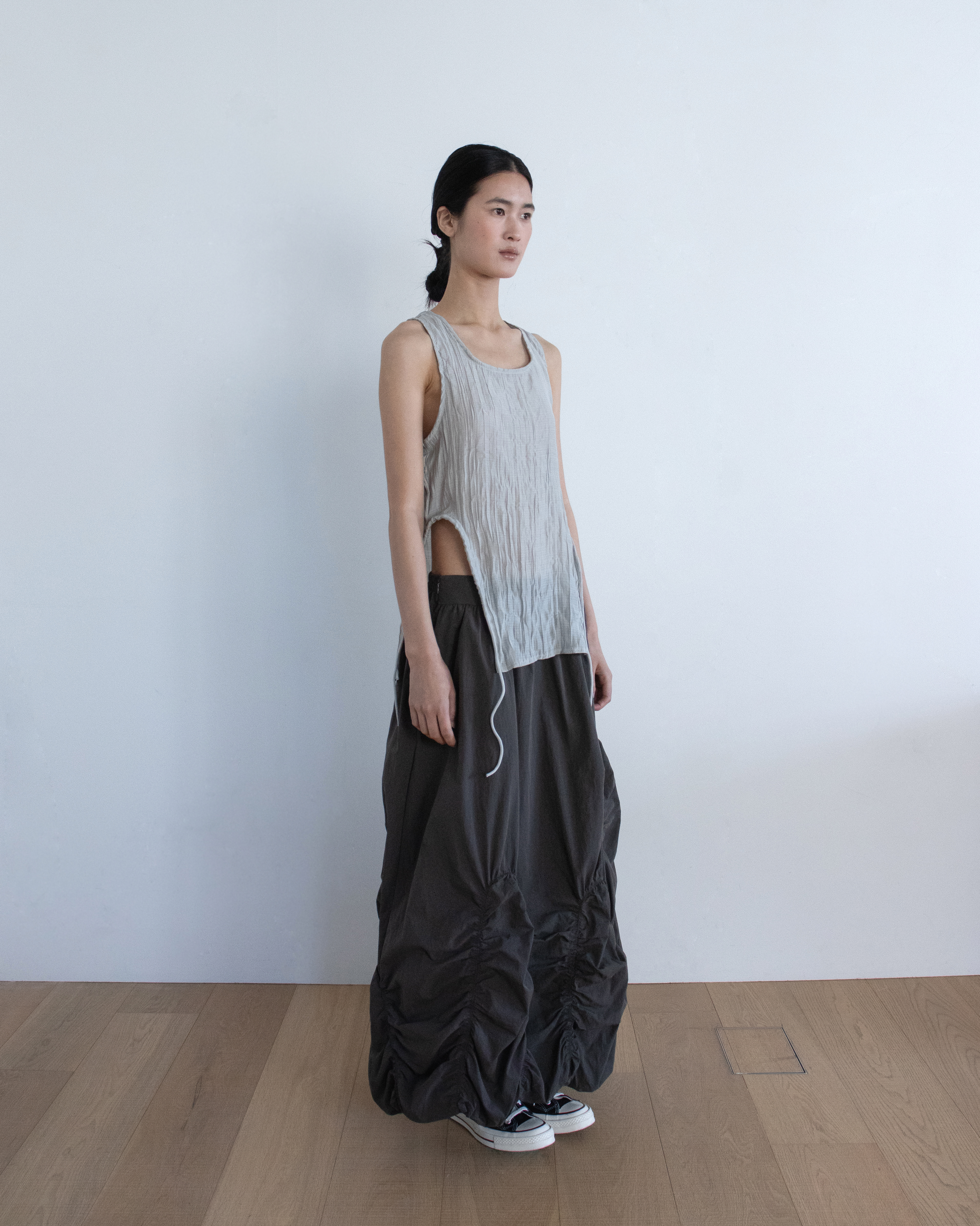 crinkle shirring sleeveless