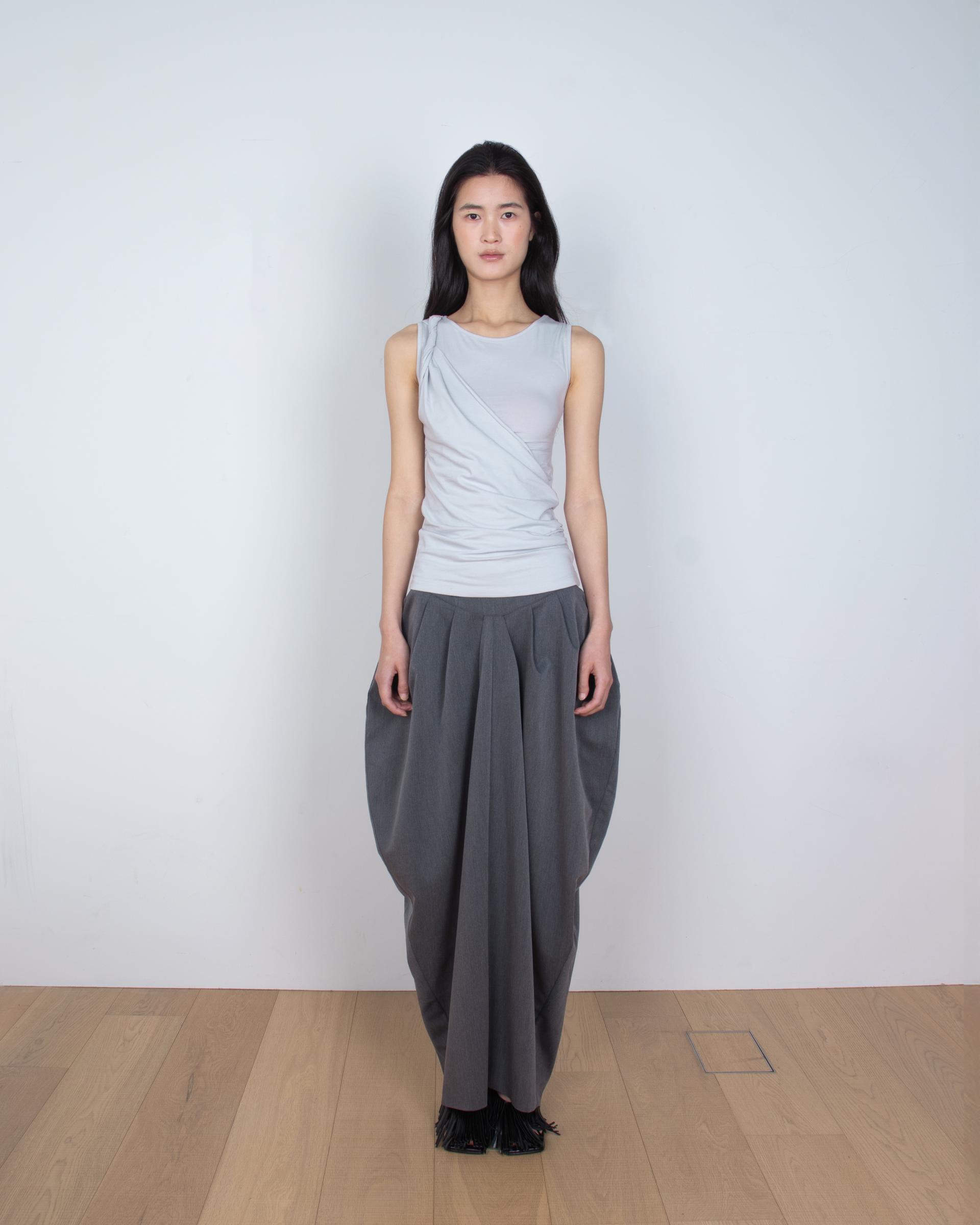 tulip volume midi skirt
