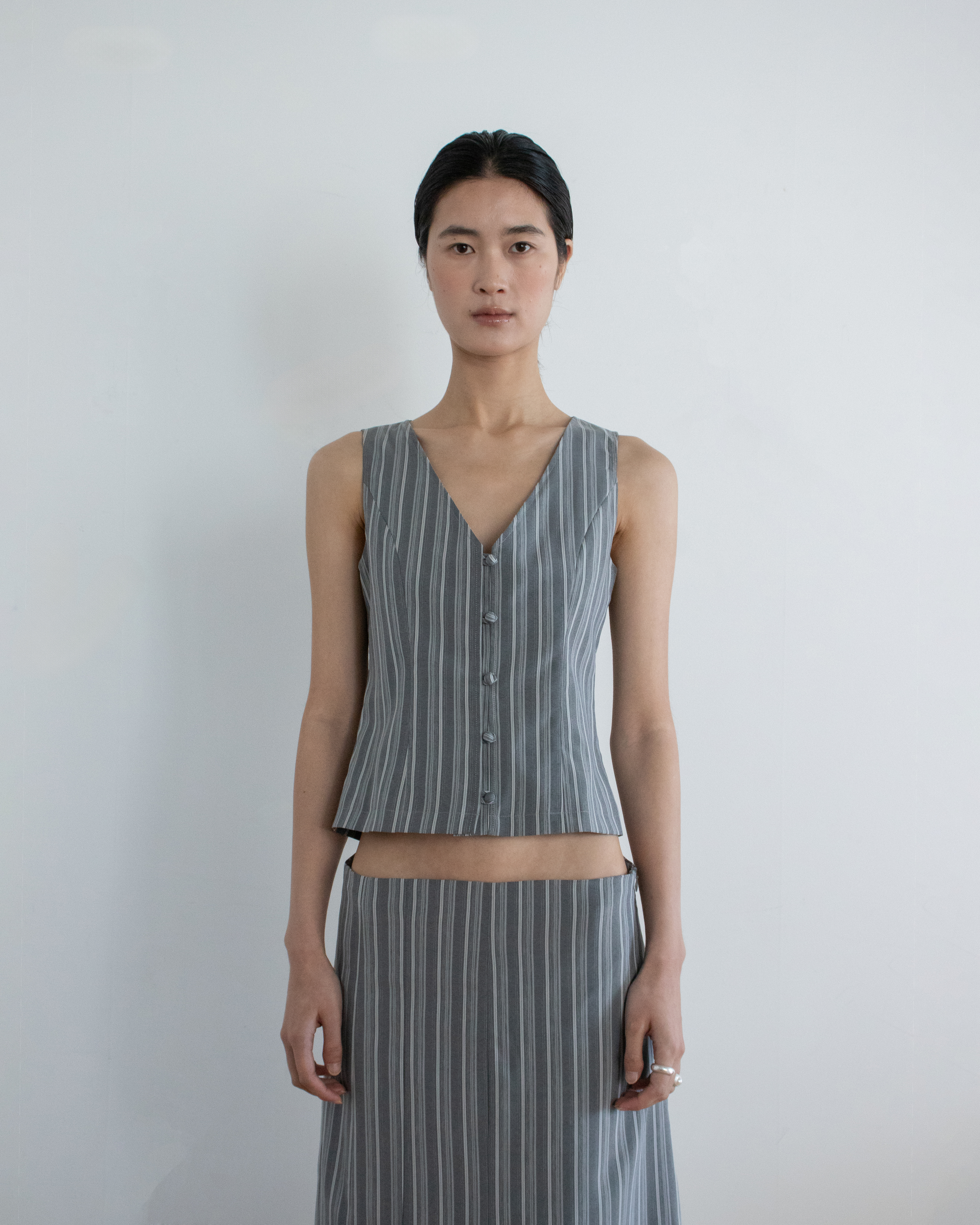stripe button vest