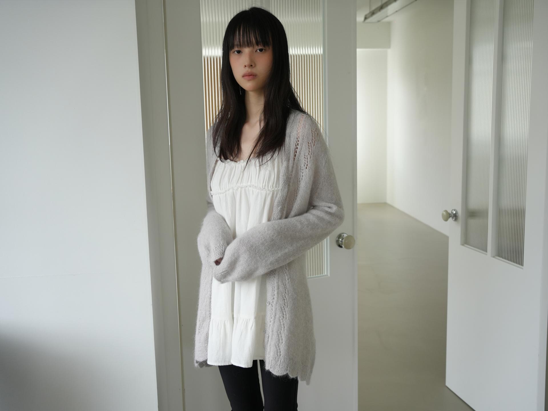 ALPACA LOOSE KNIT LONG CARDIGAN_LIGHT GRAY