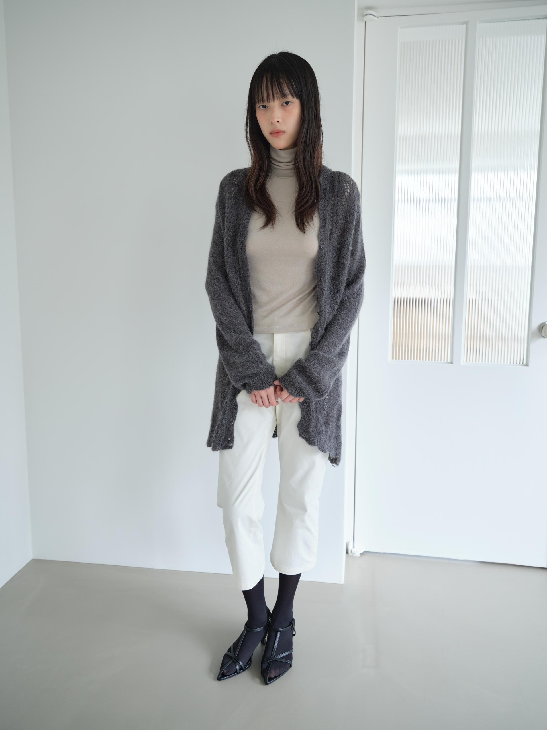 ALPACA LOOSE KNIT LONG CARDIGAN_CHARCOAL