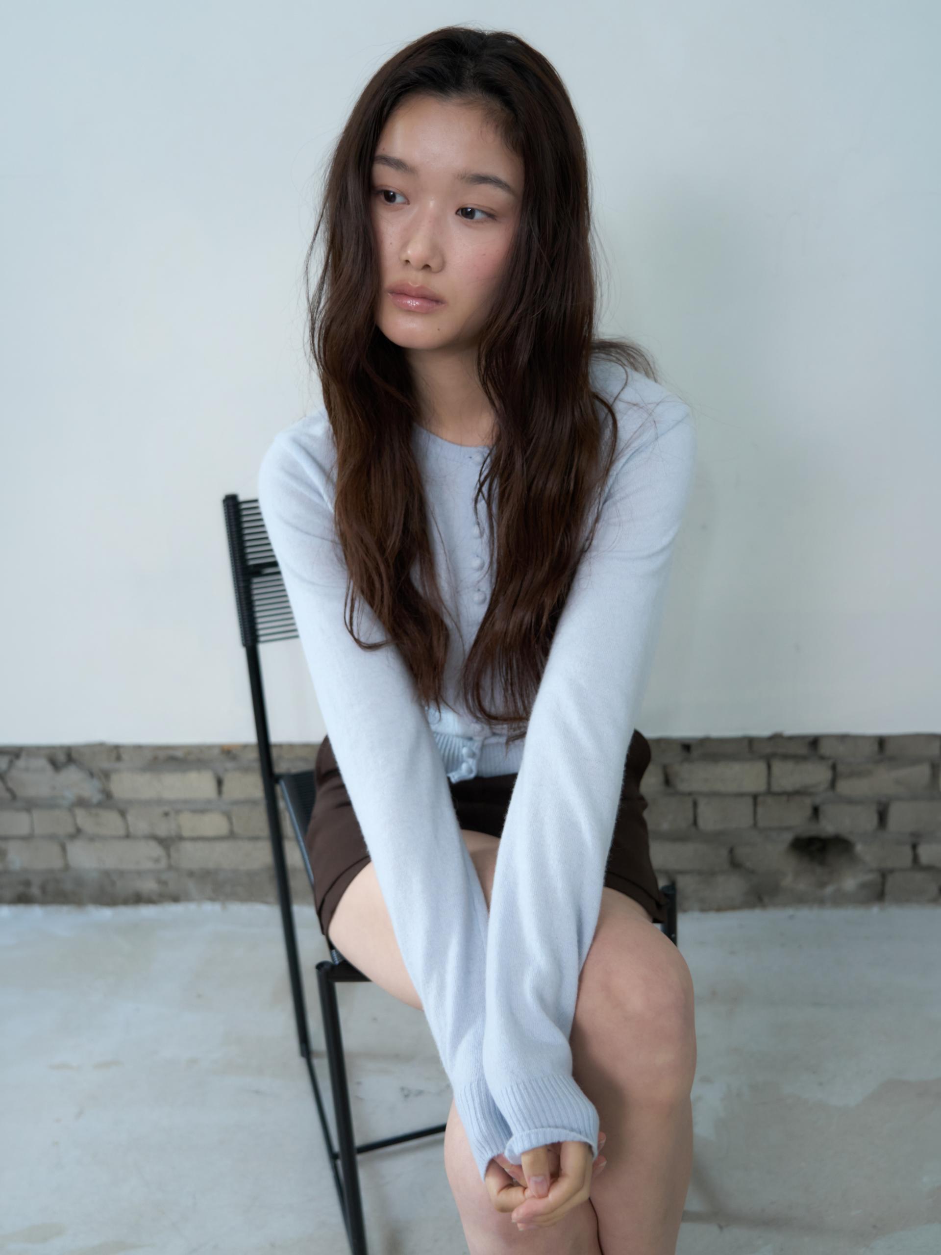 MERINO CASHMERE BUTTON CARDIGAN_BLUE